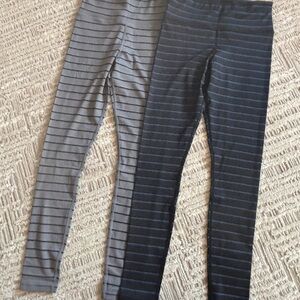 Kiava Striped Leggings Set - Gray and Black